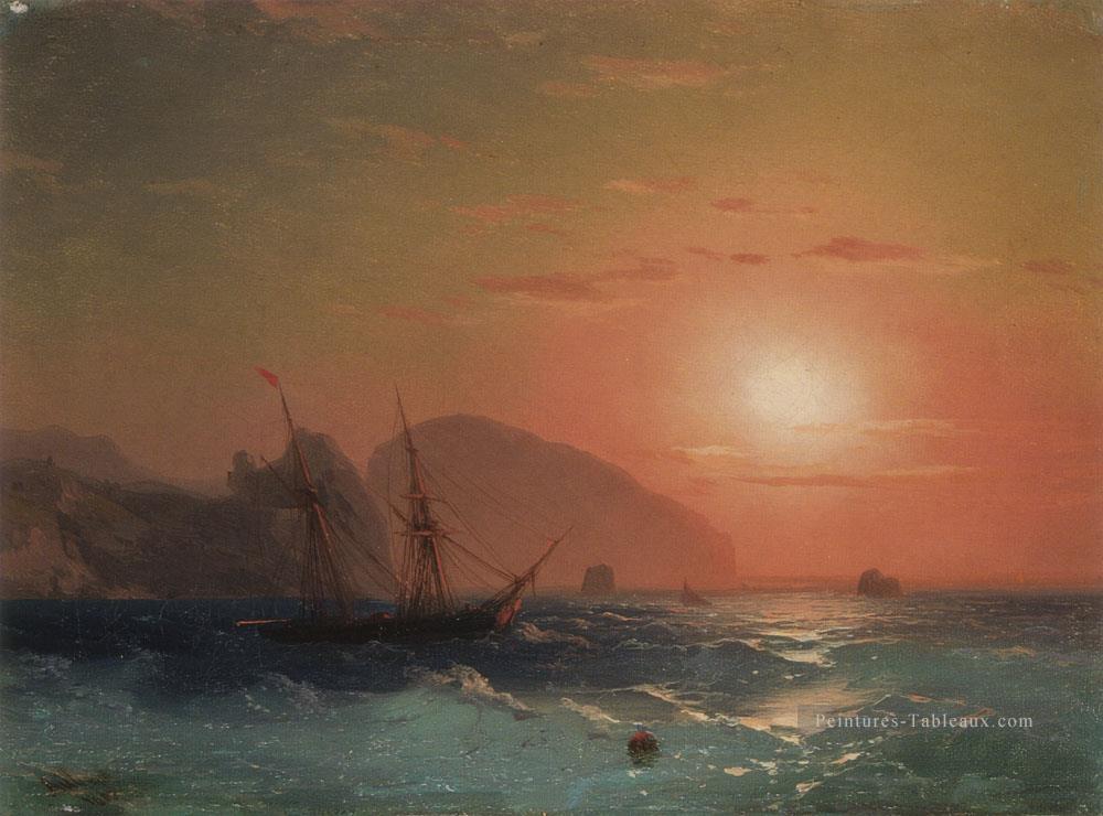 Vue de l’Ayu Dag Crimée paysage marin Bateau Ivan Aivazovsky Peintures à l'huile